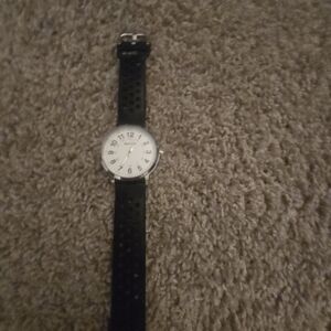Black and White Watch with Perforated Strap